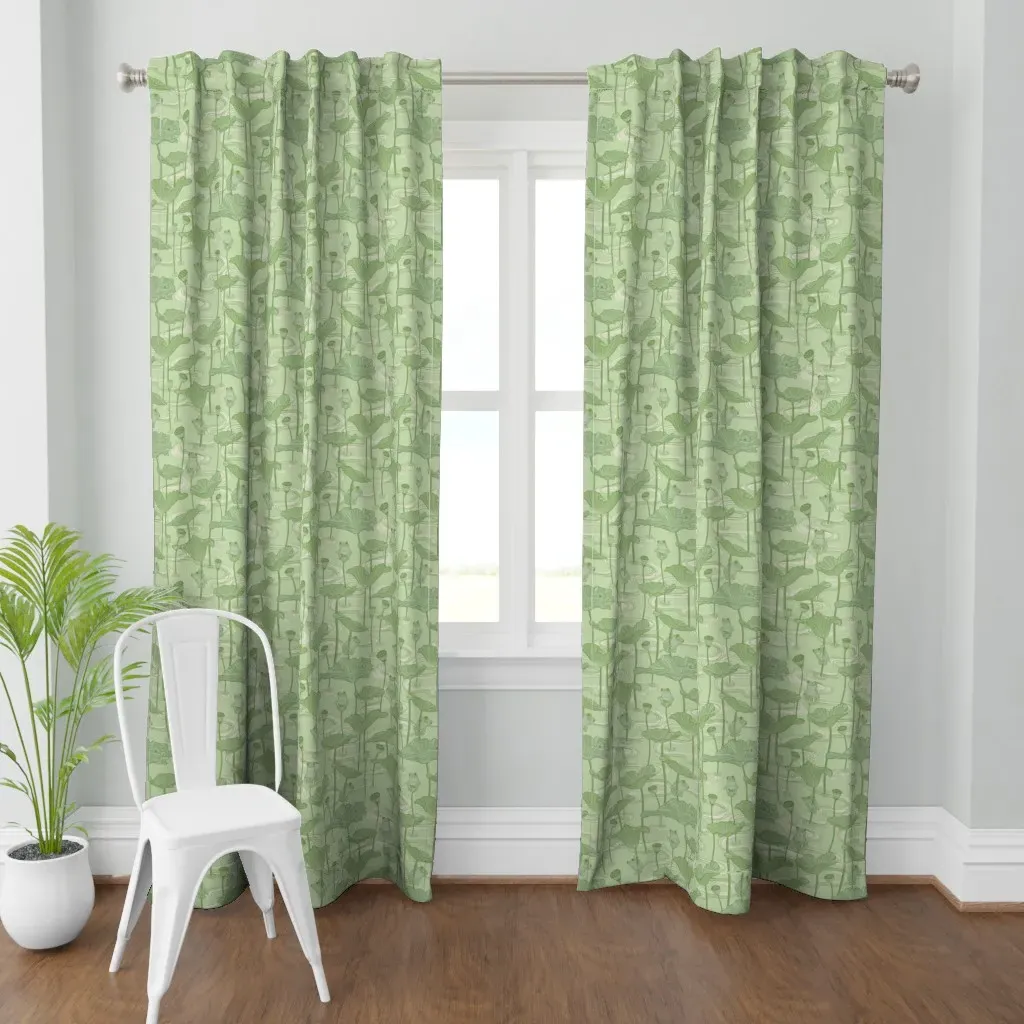 Frogs Of Good Fortune Curtain Panel - Pale Green product