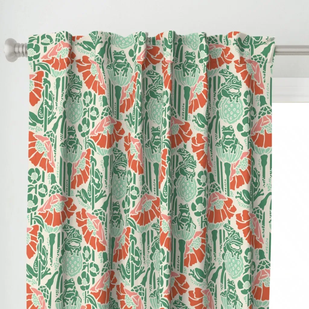 Frogs Sanctuary Medium Curtain Panel - Teal alternate view