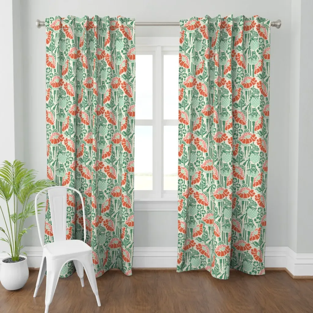 Frogs Sanctuary Medium Curtain Panel - Teal product