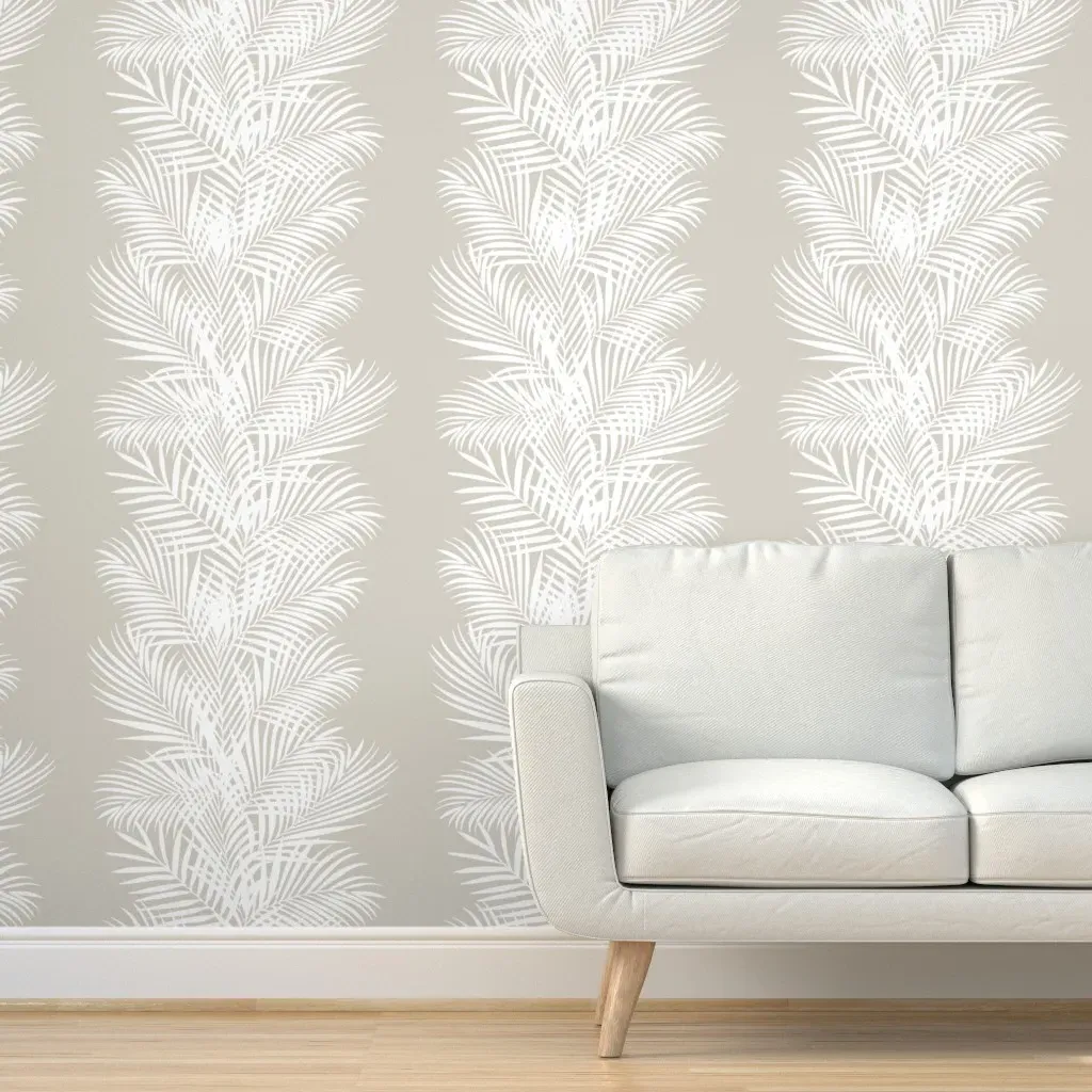 Frond Stripe Peel and Stick Wallpaper - Beige, White product