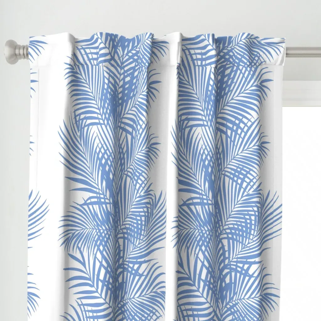Frond Stripe Reverse Curtain Panel - Seafoam Blue alternate view