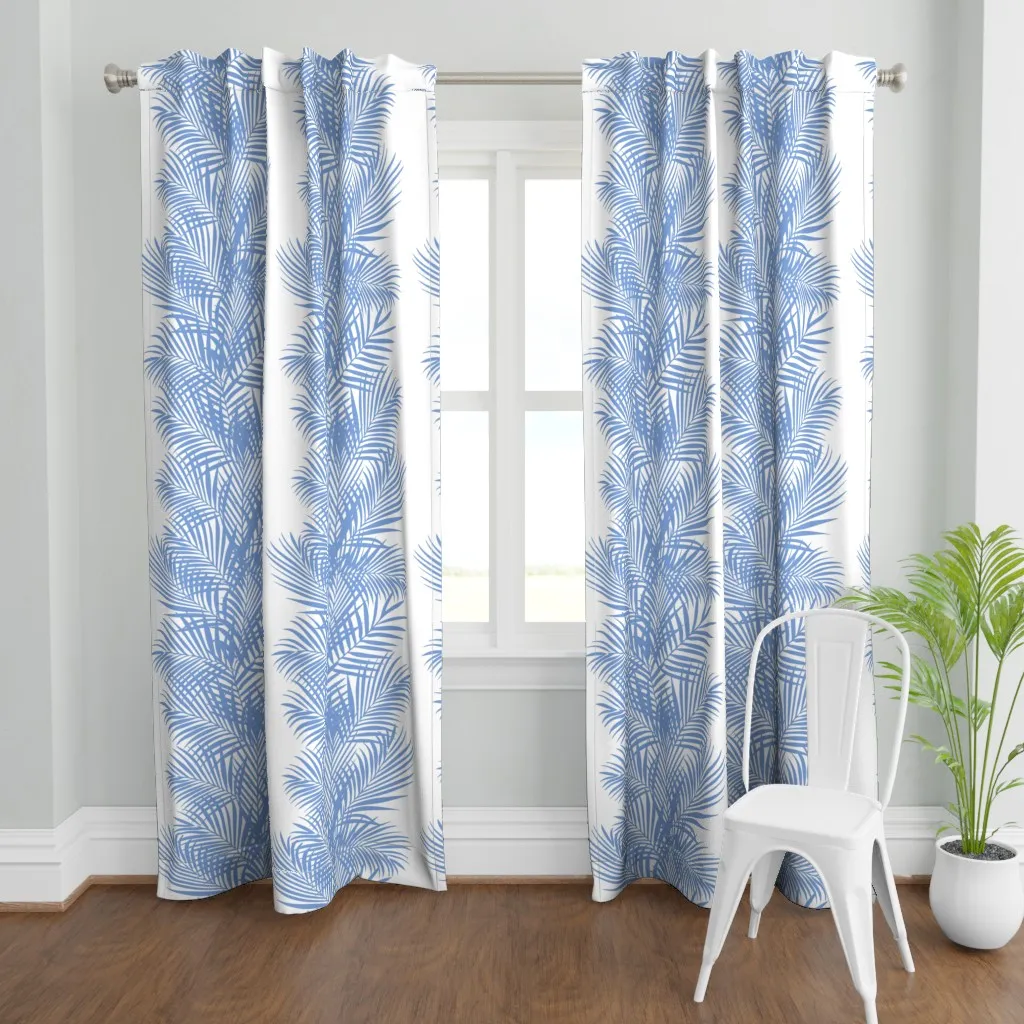 Frond Stripe Reverse Curtain Panel - Seafoam Blue product