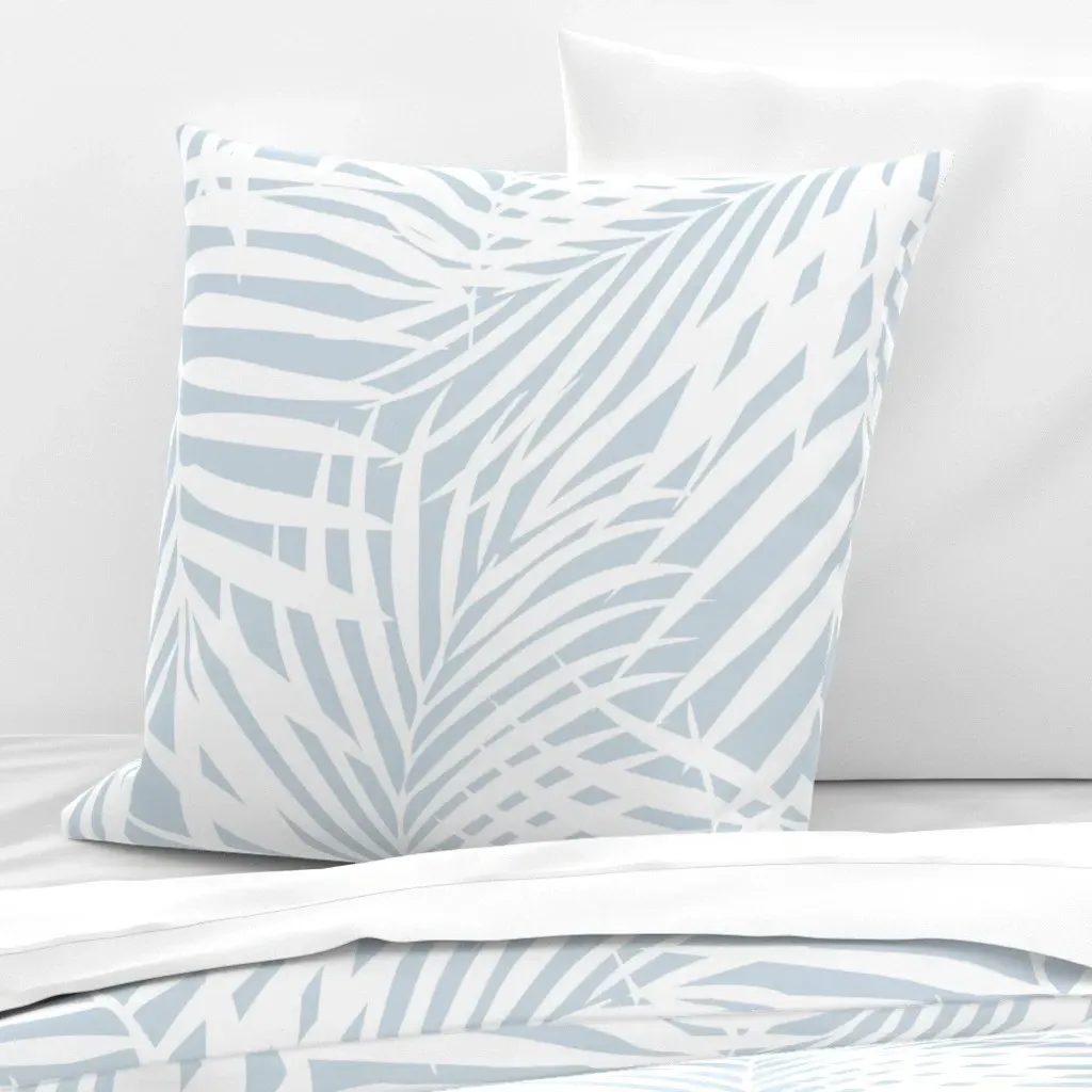 Fronds Euro Pillow Sham - White, Soft Blue product