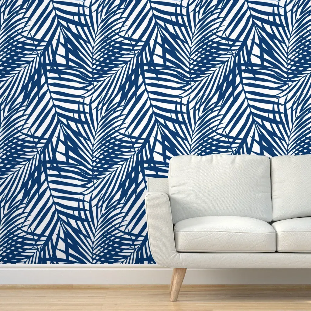 Fronds Nbg Peel and Stick Wallpaper - Navy, White product
