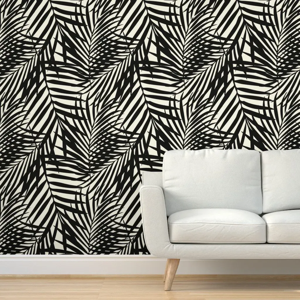 Fronds Peel and Stick Wallpaper - Black on Cream product
