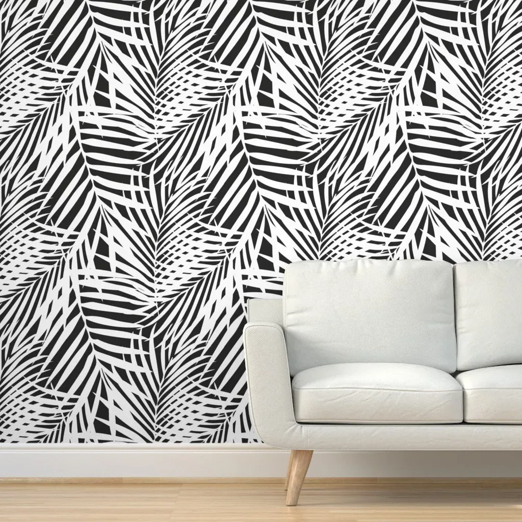 Fronds Peel and Stick Wallpaper - Black, White product