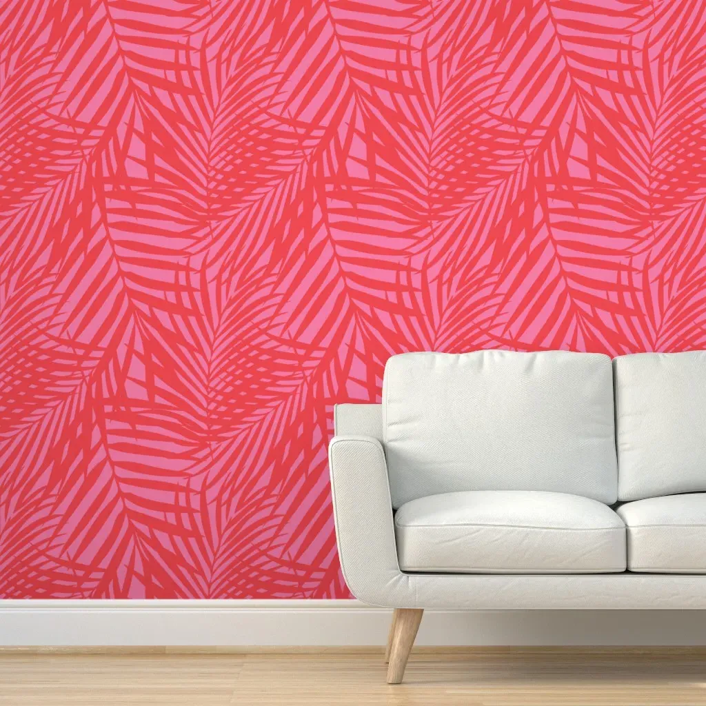 Fronds Peel and Stick Wallpaper - Orange, Pink product