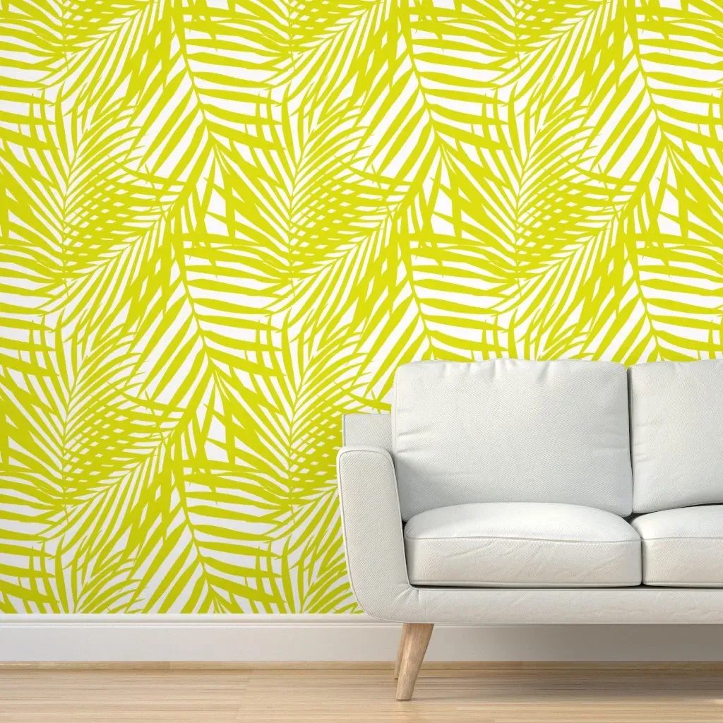 Fronds Peel and Stick Wallpaper - Yellow, White product
