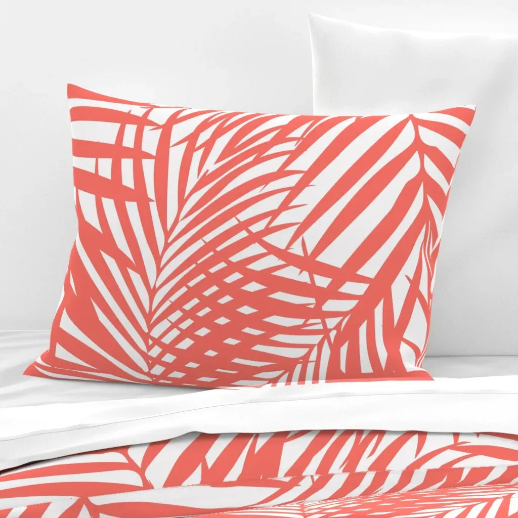 Fronds Standard Knife Edge Pillow - Coral, Cotton Sateen product