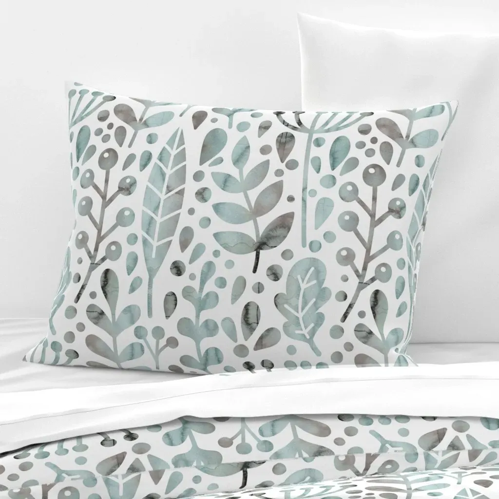 Frozen Leaves Standard Knife Edge Pillow - Dusty Teal, Cotton Sateen product