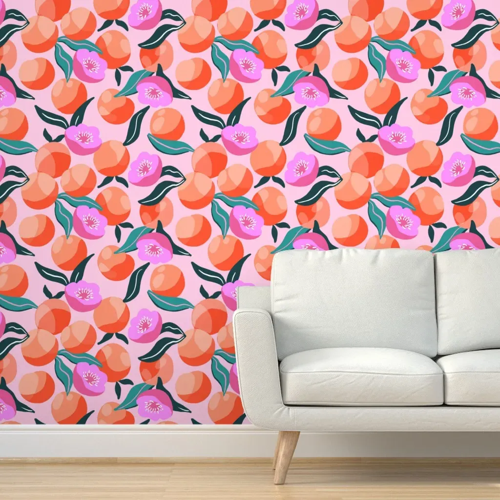 Fruit and Floral Gemstones Peel and Stick Wallpaper - Pink, Purple, Blue product