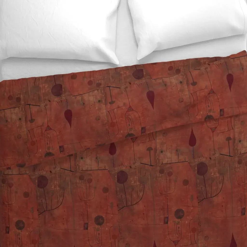 Fruits On Red - Paul Klee Duvet Cover - Red alternate view
