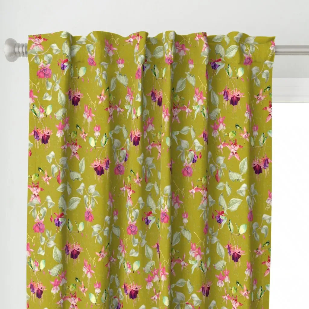 Fuchsia Flowers Curtain Panel - Pink alternate view