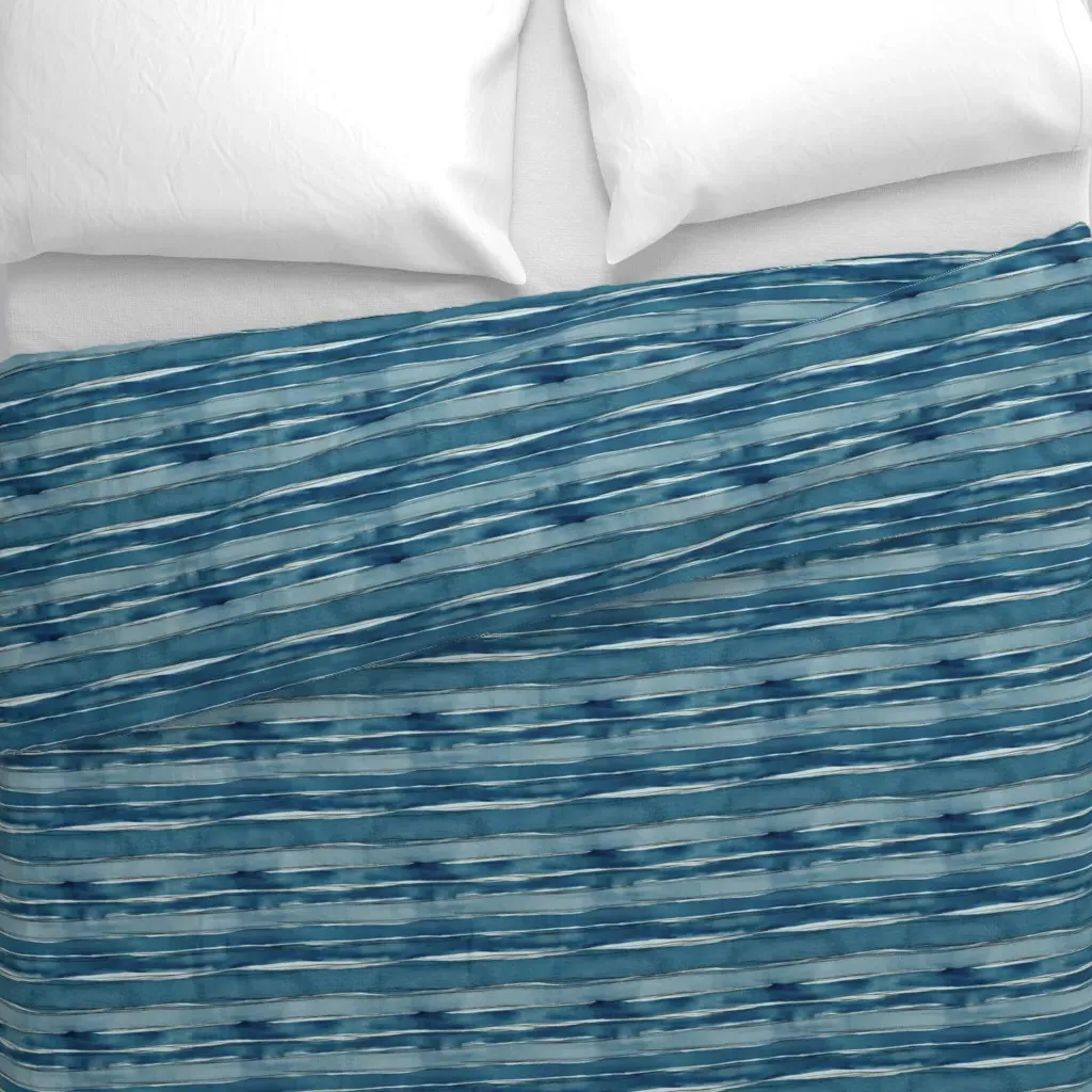 Full Of Grace Blue Stripes Duvet Cover - Teal alternate view