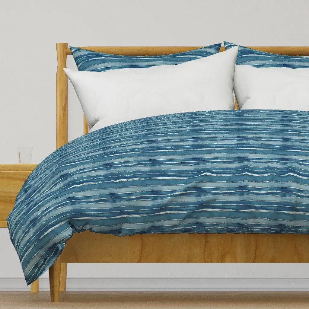 Full Of Grace Blue Stripes Duvet Cover - Teal product