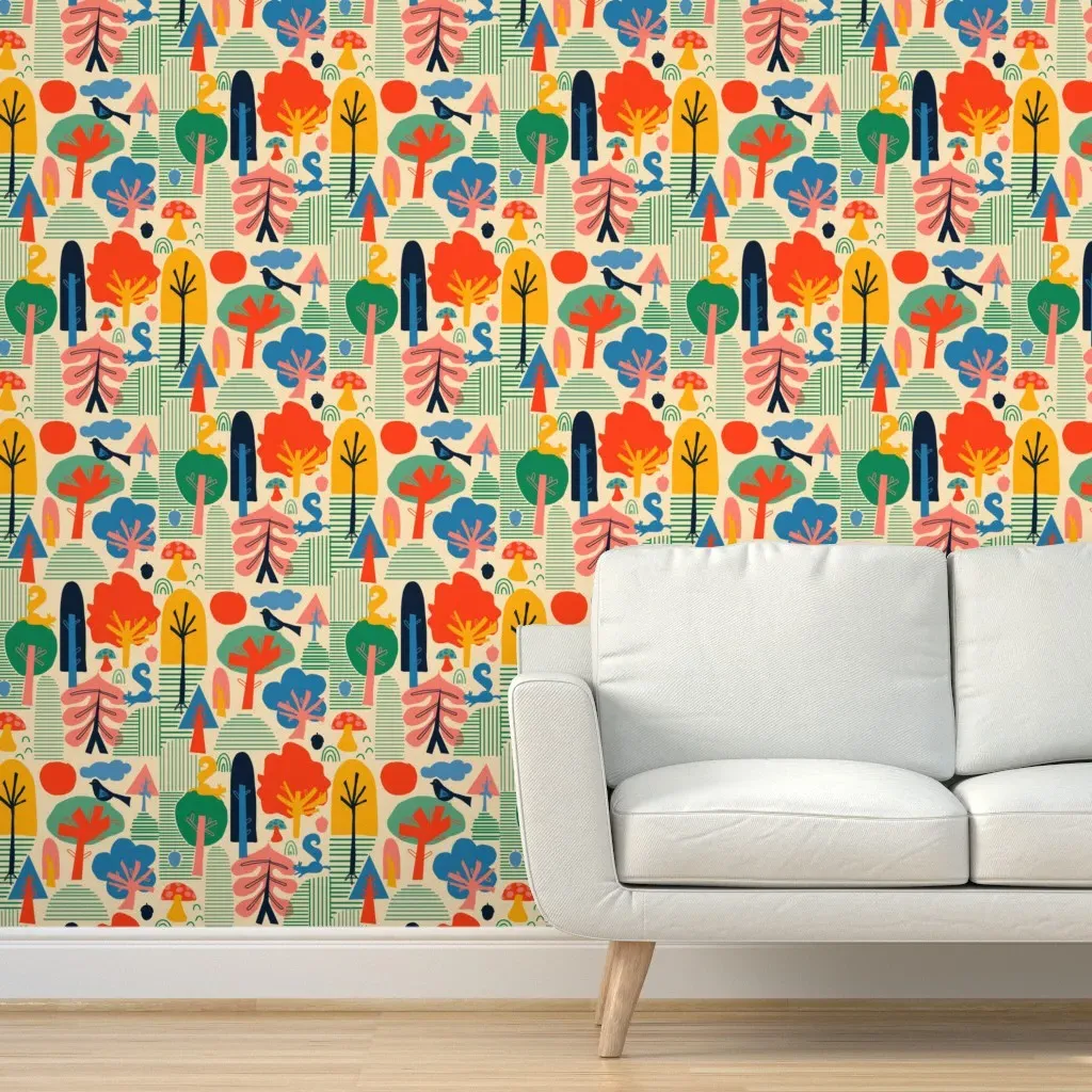 Fun Forest Biome XL Peel and Stick Wallpaper - Red product