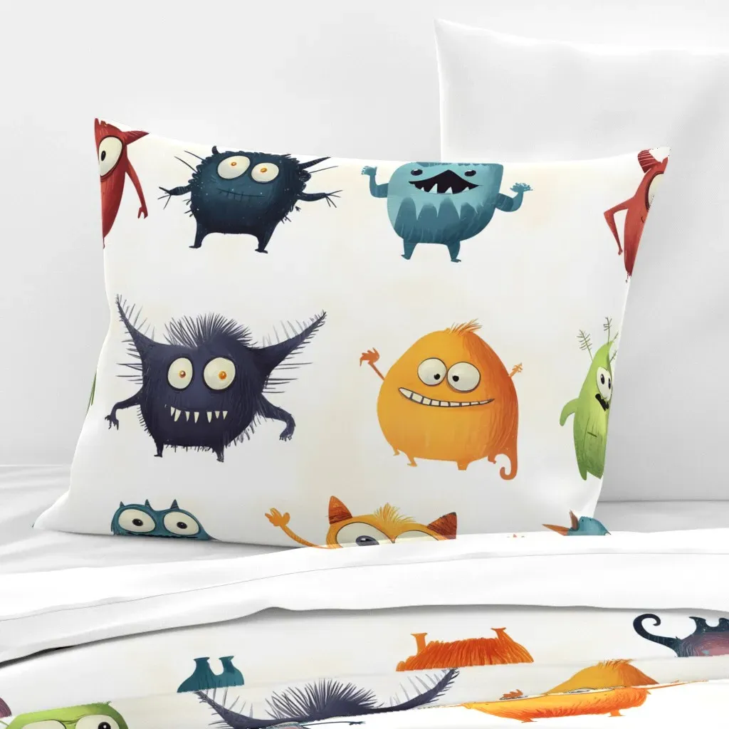Fun Little Monsters Standard Knife Edge Cushion Cover - Cotton Sateen product