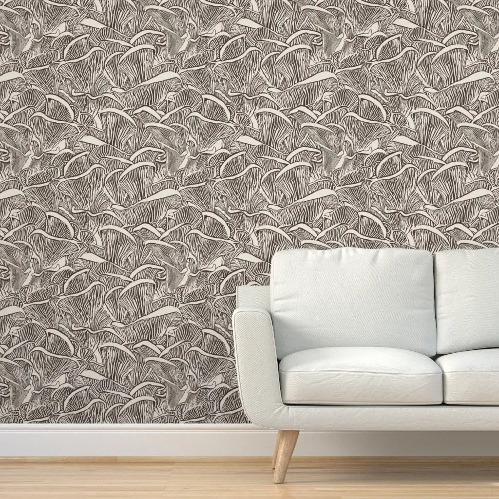 Fungus Mushroom Peel and Stick Wallpaper - Dark Brown, Beige product