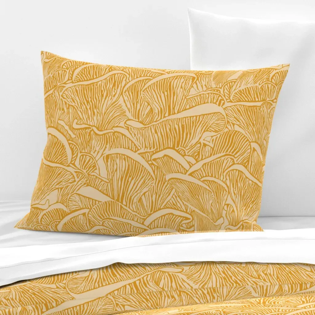Fungus Mushroom Standard Knife Edge Cushion - Golden Yellow, Cotton Sateen product