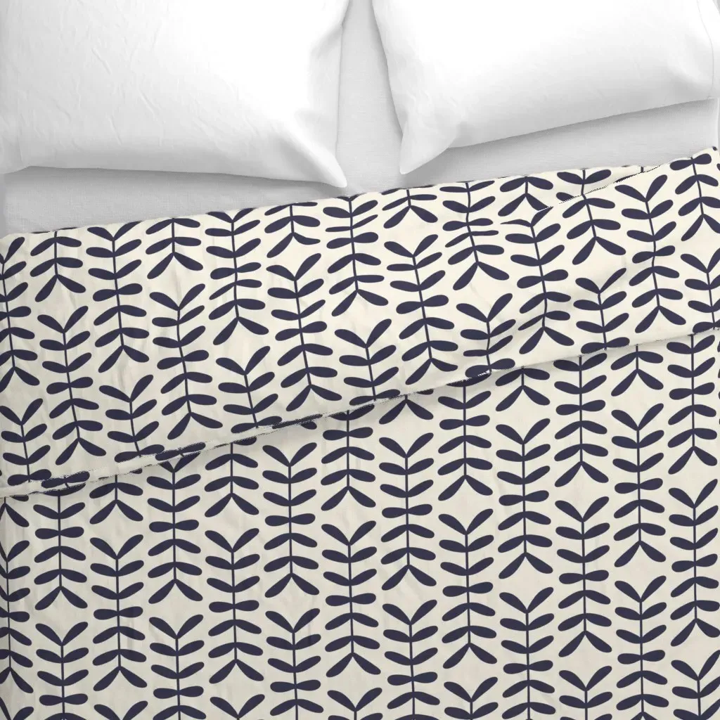Funk Fern Duvet Cover - Navy Blue, Cream alternate view