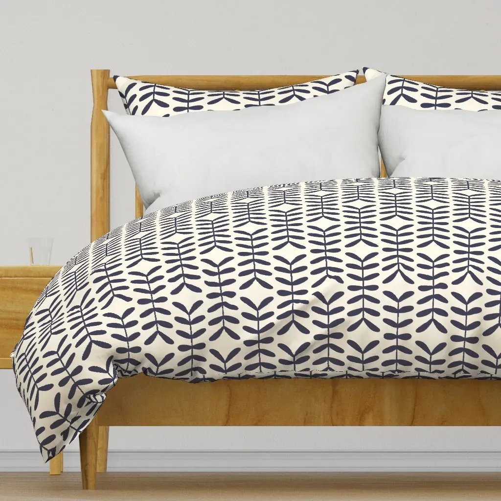 Funk Fern Duvet Cover - Navy Blue, Cream product