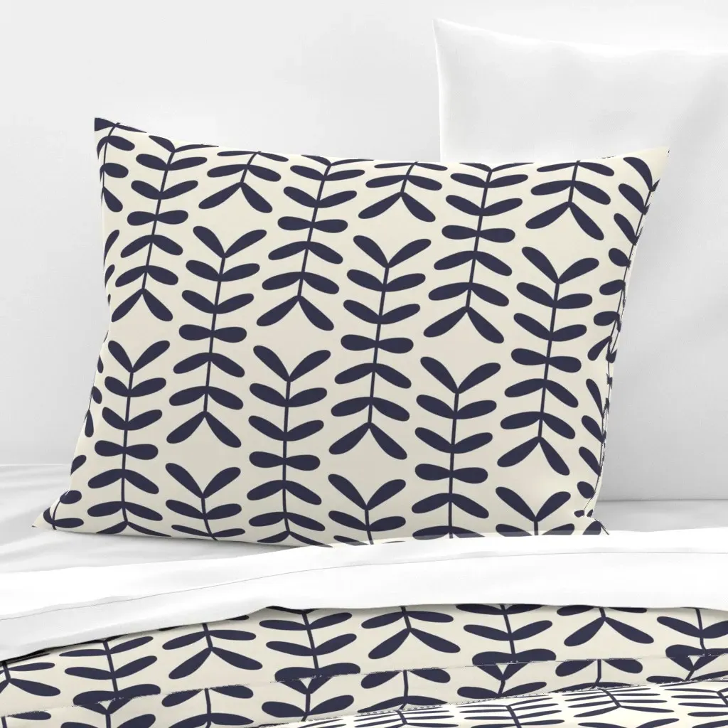 Funk Fern Standard Knife Edge Cushion Cover - Navy Blue, Cotton Sateen product