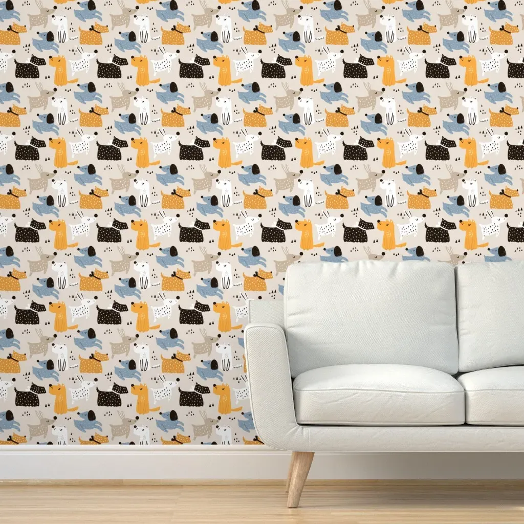 Funky Dogs Peel and Stick Wallpaper - Beige product