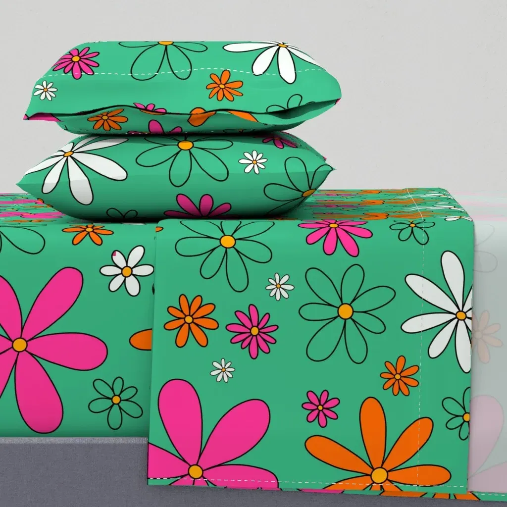 Funky Flowers Queen Sheet Set - Pink product