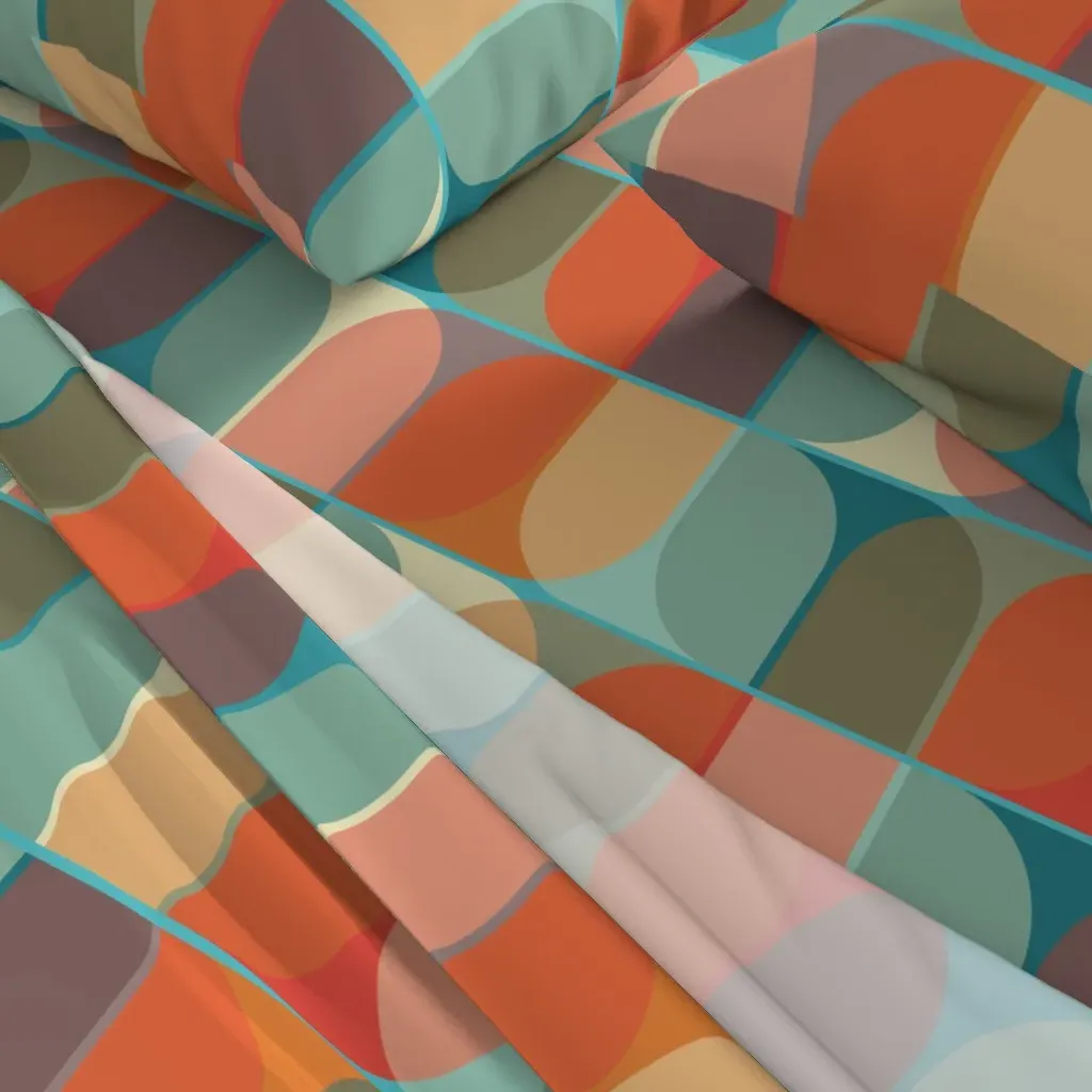 Funky Geometric Leaves Full Sheet Set - Burnt Orange alternate view