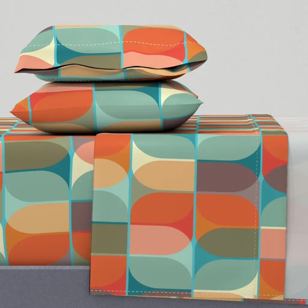 Funky Geometric Leaves Full Sheet Set - Burnt Orange product