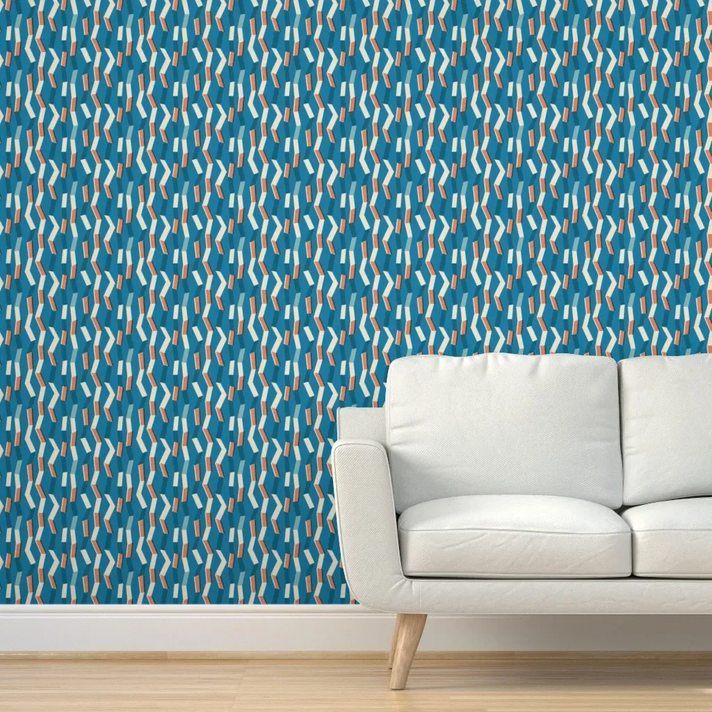 Funky Indigo Zig Zag Peel and Stick Wallpaper - Teal product