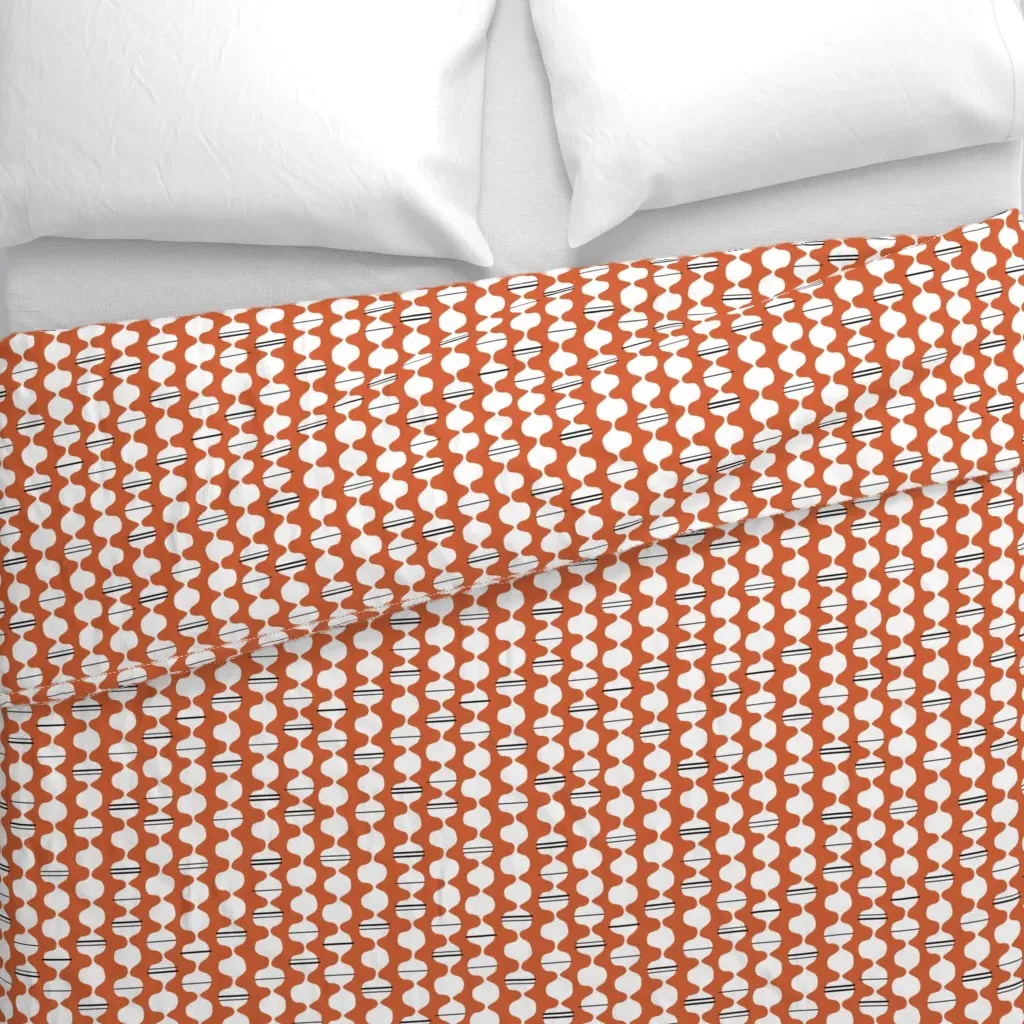 Funky Stripe Duvet Cover - White, Coral alternate view