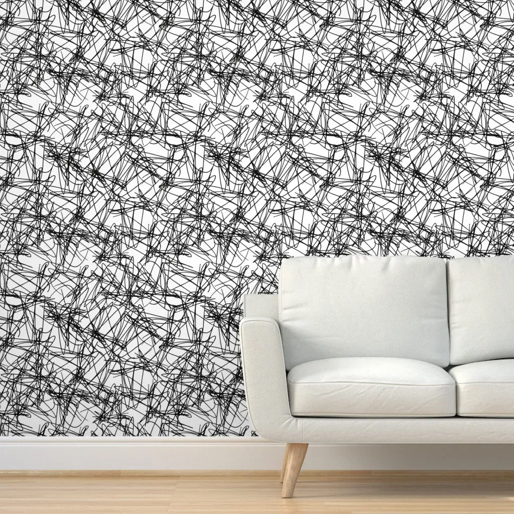 Funny Scribble Peel and Stick Wallpaper - Black product