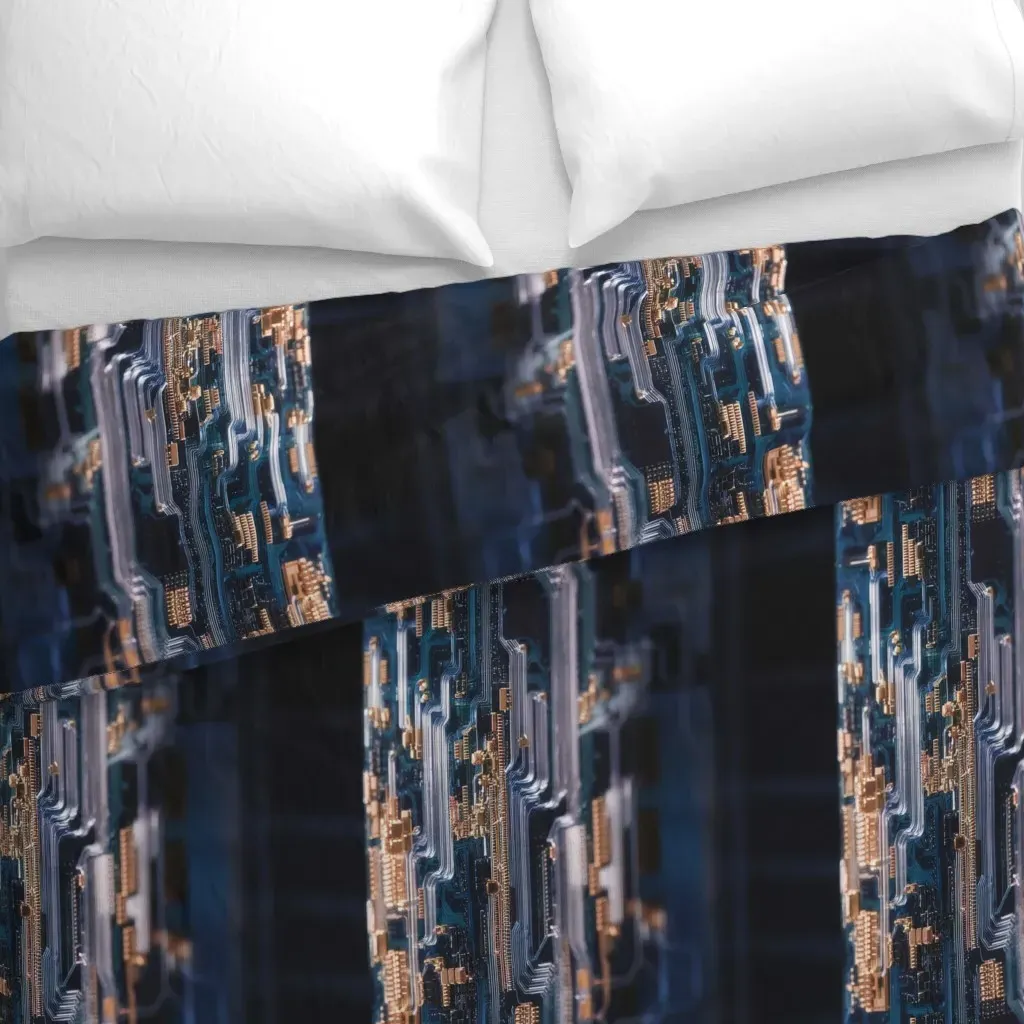 Futuristic Circuit Board Duvet Cover - Dark Teal alternate view