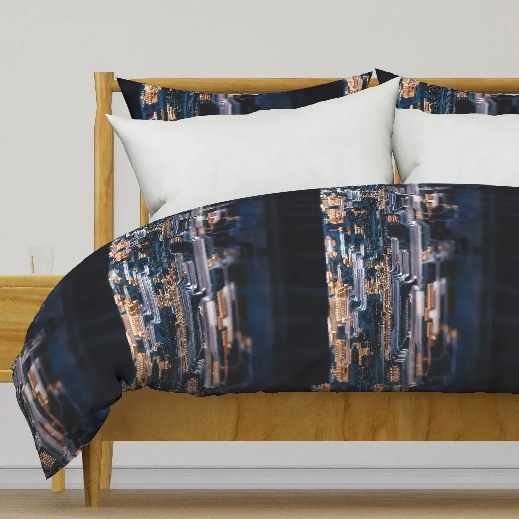 Futuristic Circuit Board Duvet Cover - Dark Teal product