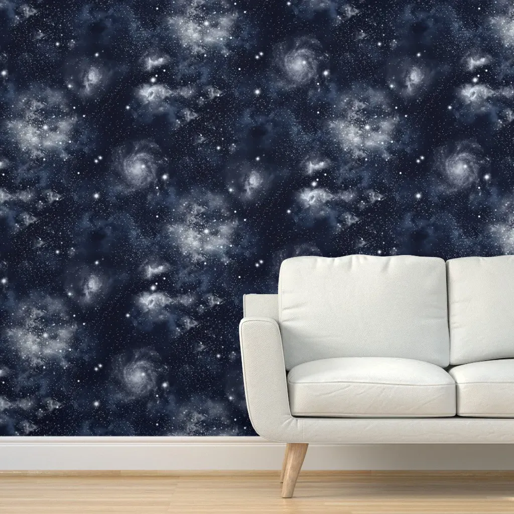 Galaxy Nebula Night Glowing Star Sky Peel and Stick Wallpaper - Dark Blue product