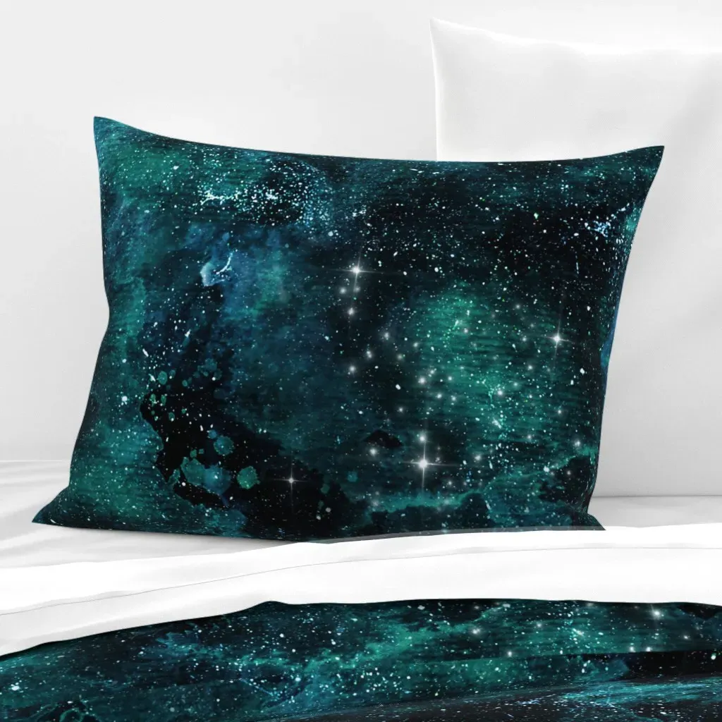 Galaxy Wide Cotton Sateen Standard Knife Edge Pillow - Teal product