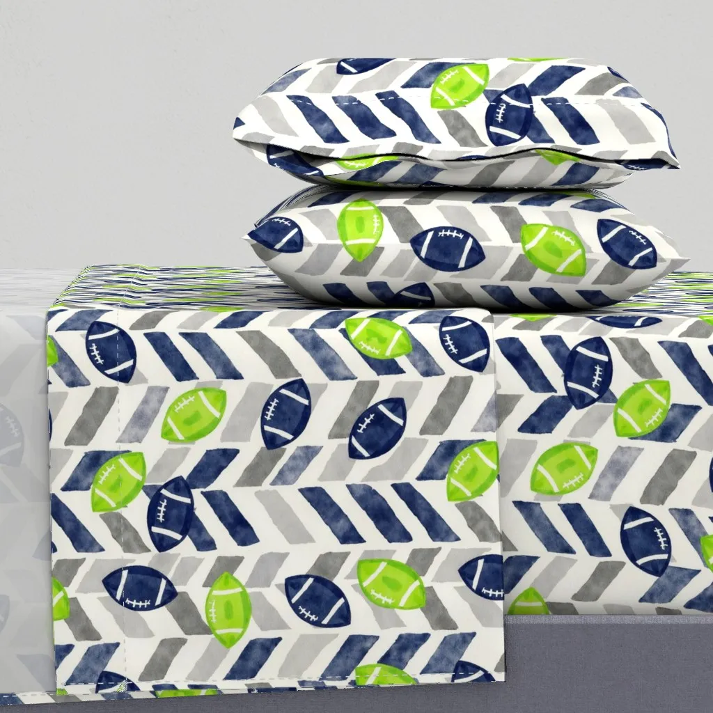 Game Day Chevron Kickoff Twin Sheet Set - Navy Blue product