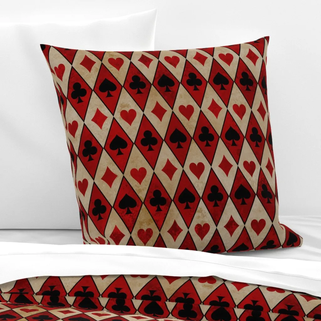 Game Night Vintage Red Diamonds Euro Pillow Sham - Red product