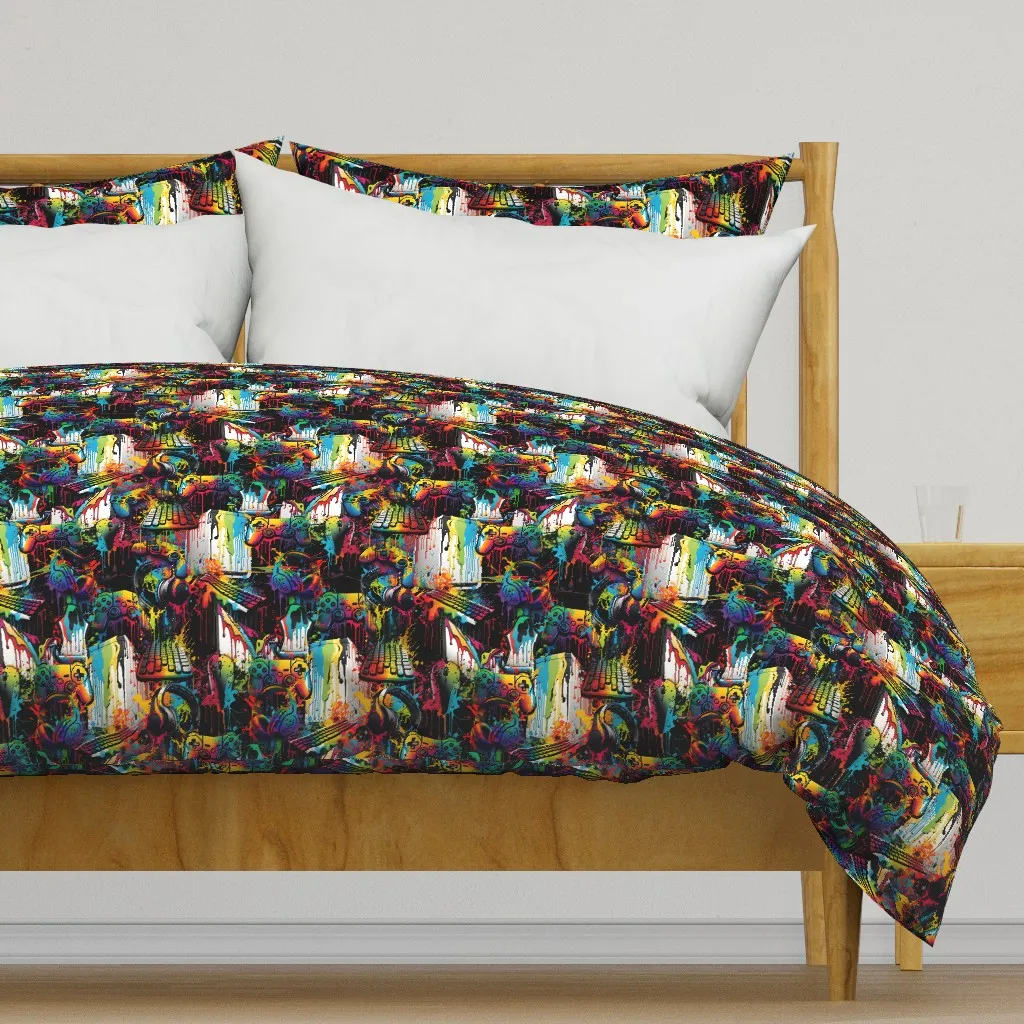 Gamer Splash 2 Duvet Cover - Rainbow, Black product