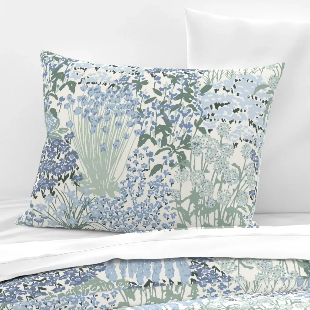 Garden Bloom Floral Hufton Studio Pillow Sham - Light Blue, Cotton Sateen product