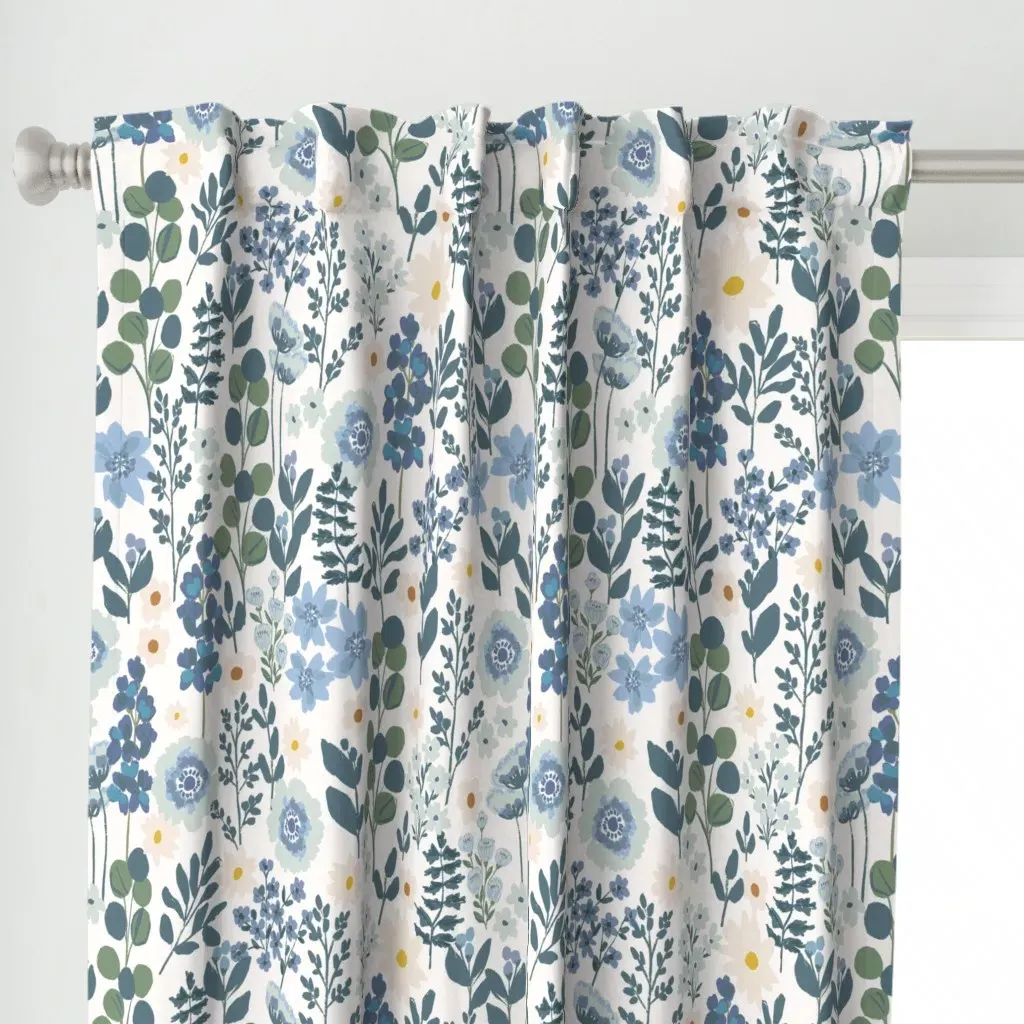 Garden Blues Jumbo Curtain Panel - Blue alternate view