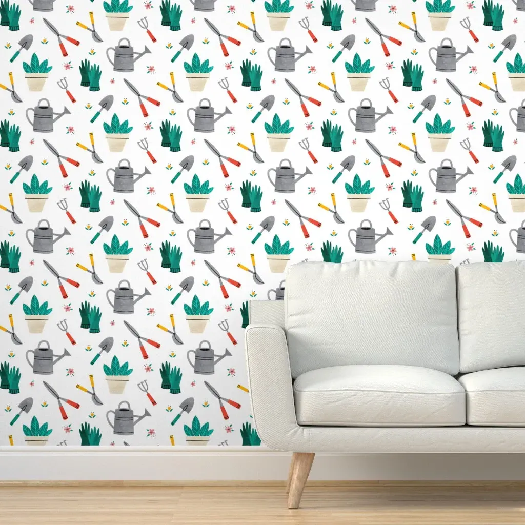 Garden Doodles Peel and Stick Wallpaper - Green product