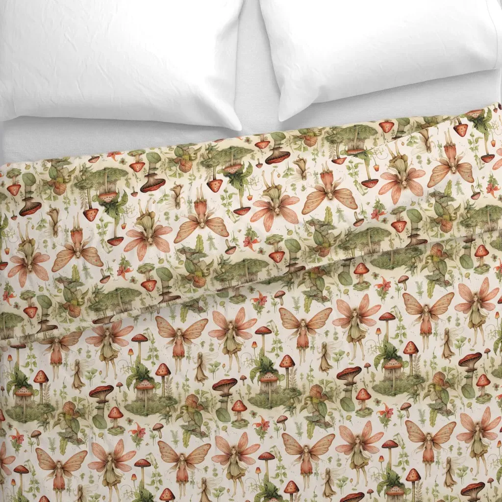 Garden Fairies And Mushrooms Duvet Cover - Pale Peach alternate view