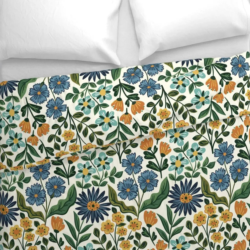 Garden Floral Duvet Cover - Navy Blue alternate view