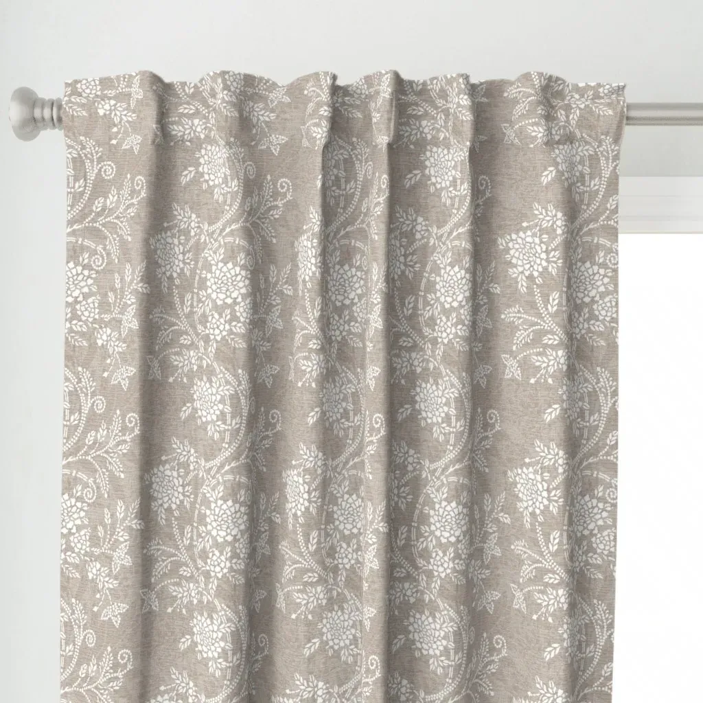 Garden Floral Vines Curtain Panel - White alternate view