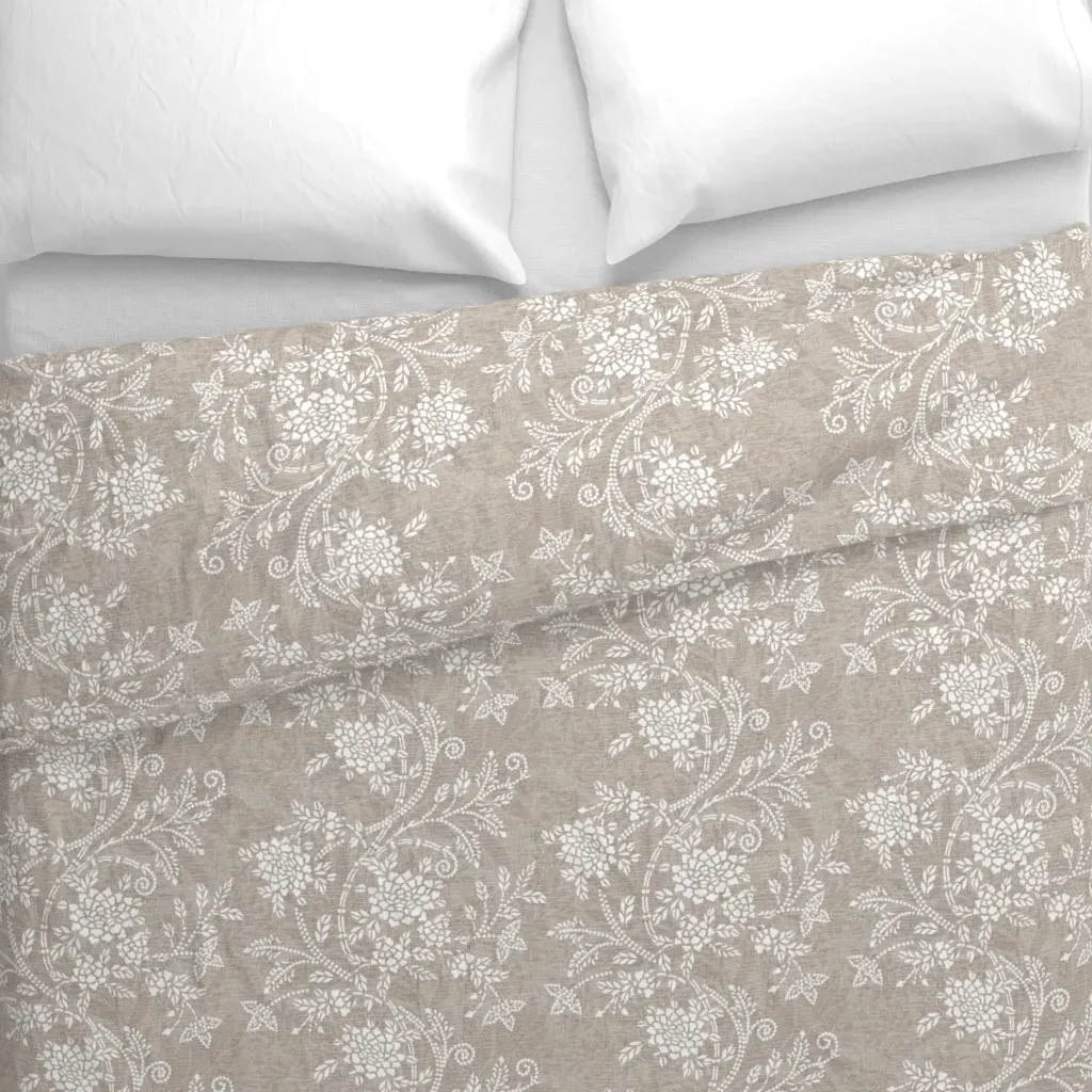 Garden Floral Vines Duvet Cover - White alternate view