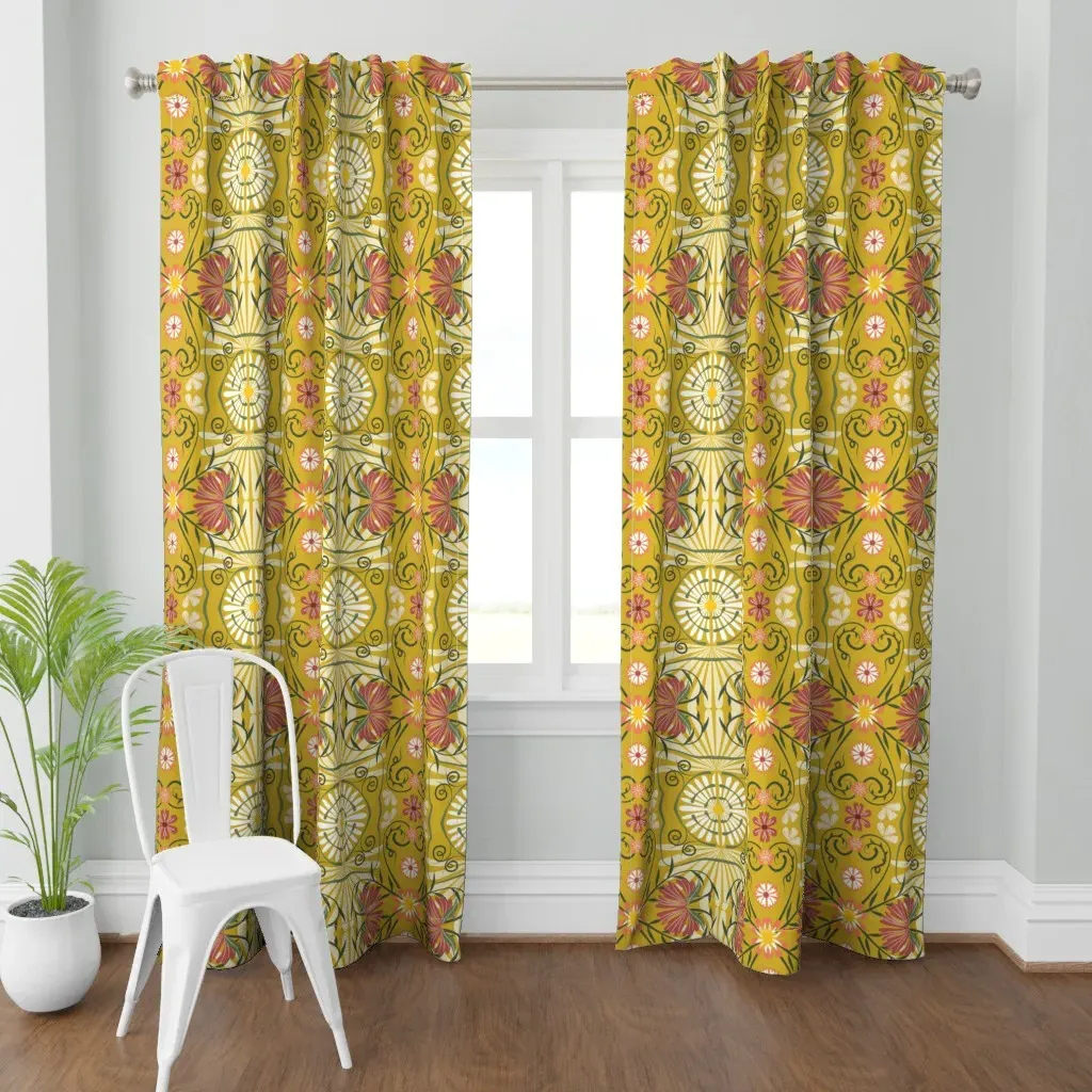 Garden-Gold Curtain Panel - Mustard Yellow product