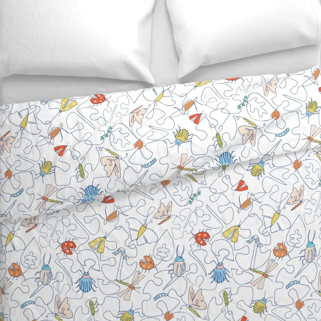 Garden Insects Line Art Duvet Cover - Light Blue alternate view