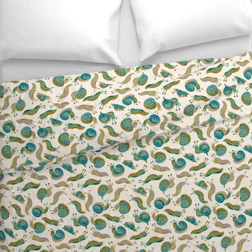 Garden Munchers Snails Duvet Cover - Teal alternate view